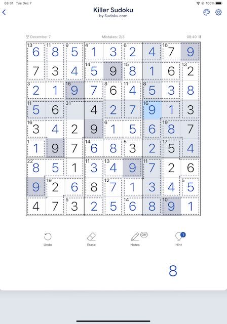 Killer Soduku Math Error
