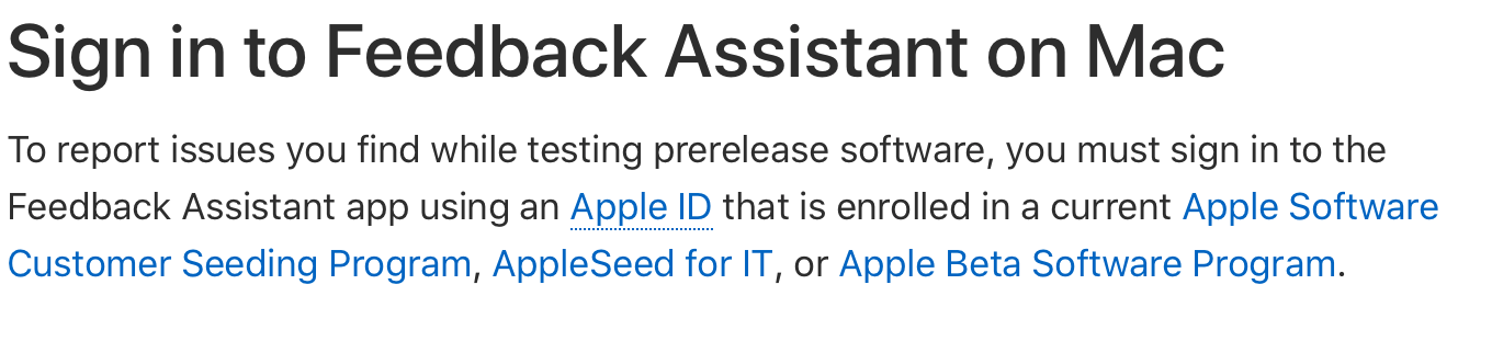 Apple Won't Let You Give Feedback Unless You're in a Beta